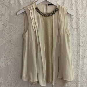 Zara Basic ivory tank top sz M embellished